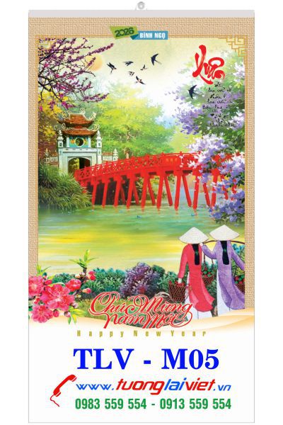 In Lịch nẹp thiếc Tranh Lụa Quê Hương