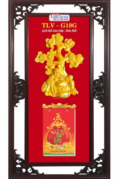 Mẫu Lịch gỗ treo tường Di Lặc Kim Tiền