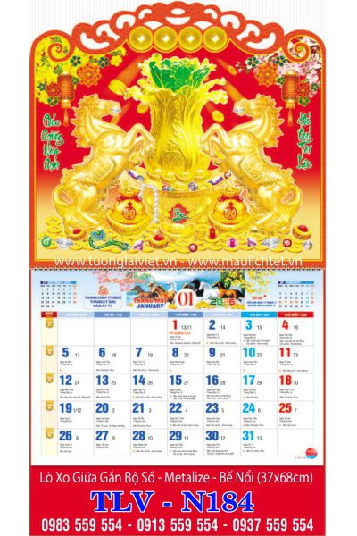 Mẫu Lịch treo tường 13 tờ Xuân Phát Tài