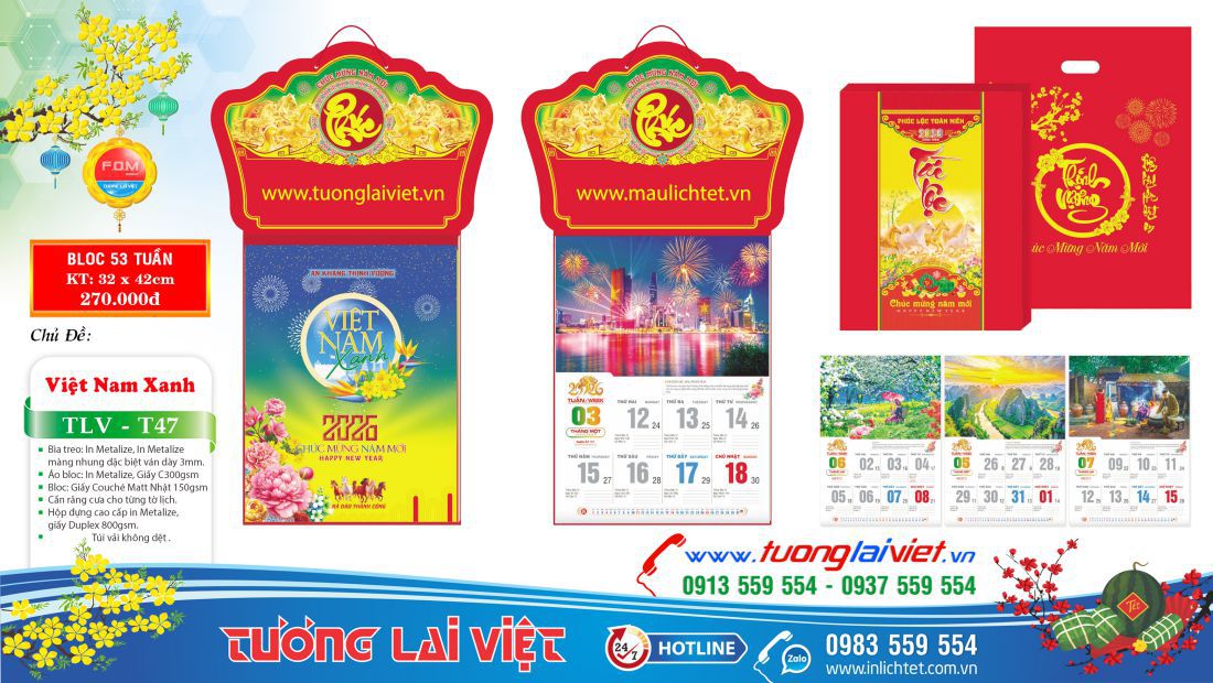 Mẫu Lịch treo tường 52 Tờ Phong Cảnh Việt Nam